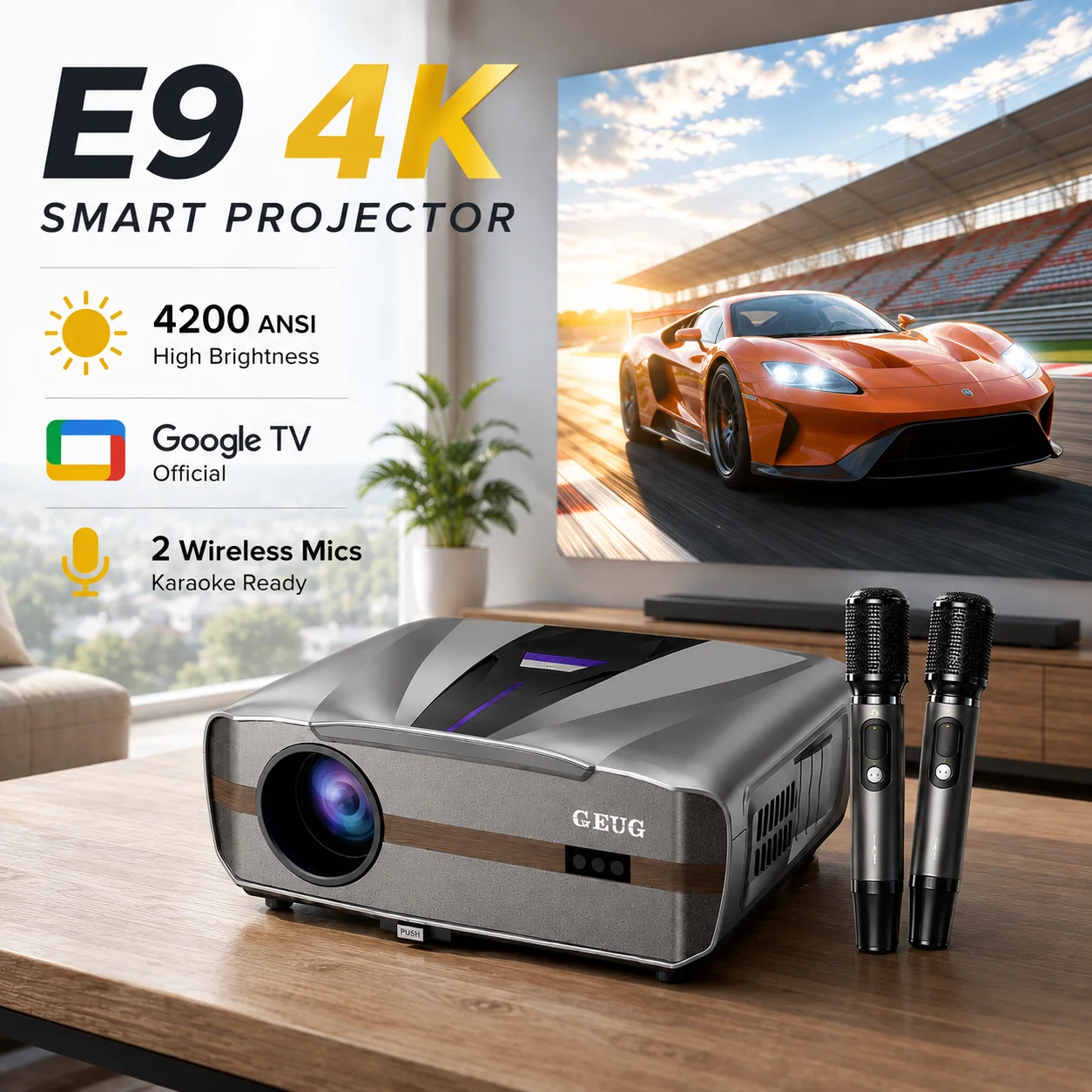 Home Cinema Experience - New E9 4KUHD Projector Smart 4200ANSI