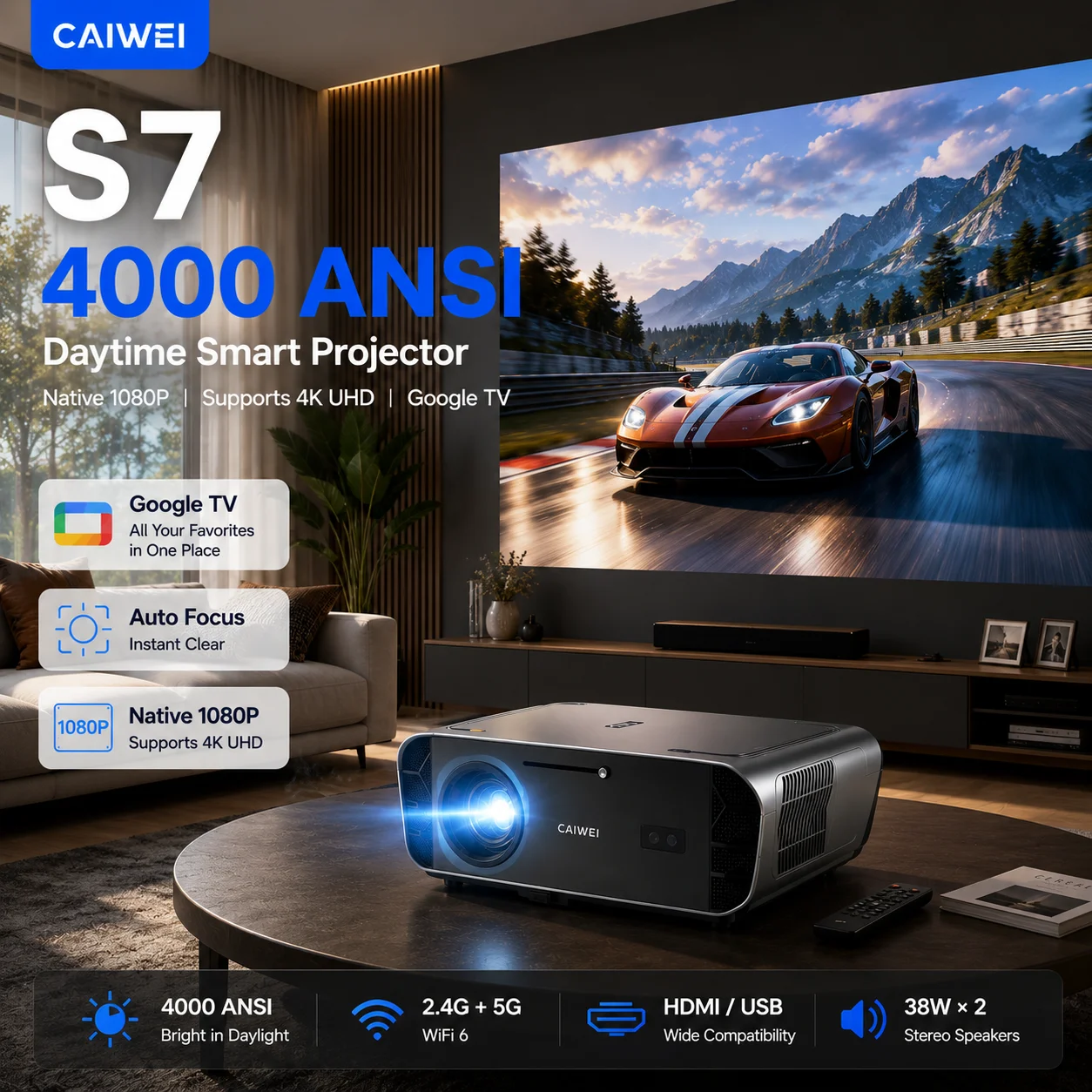 4000ANSI 4K S7 Daytime Project - đánh giá và giá Home Cinema Experience