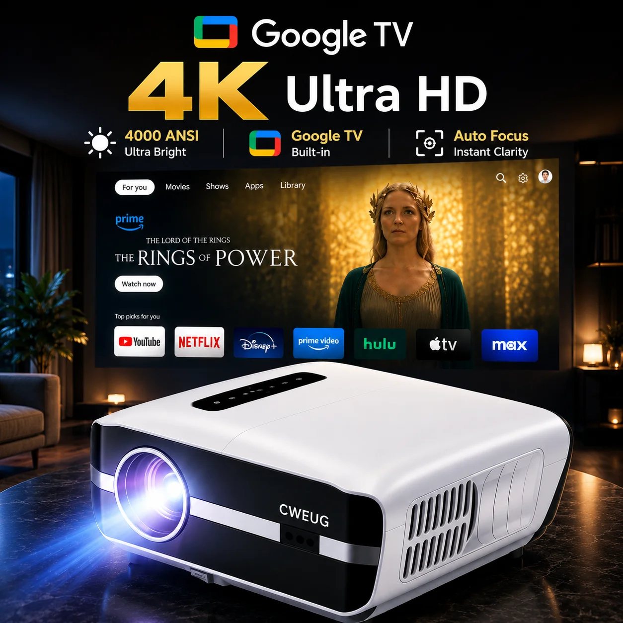 NewA9S 4k Projector Auto Focus - đánh giá và giá Home Cinema Experience